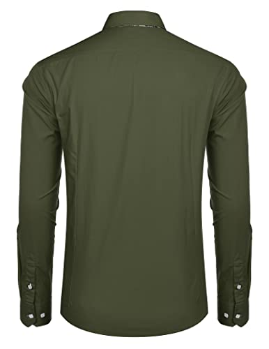 COOFANDY Mens Dress Shirt Long Sleeve Casual Button Down Paisley Shirts Party Wedding Dress Shirt