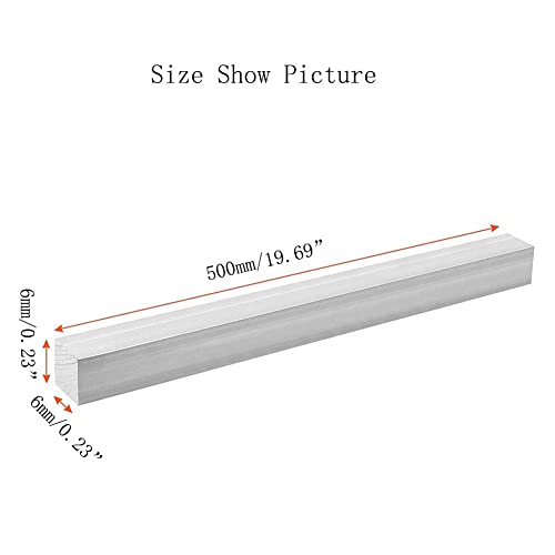2 Pcs 6061 Aluminum Square Rod Solid for DIY Metal Craft Working Hobbies Airplanes Ships, 6mmX6mmX500mm