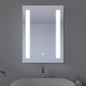 SONNI Badkamerspiegel led spiegel met LED-verlichting wandspiegel badkamerspiegel koud wit IP44 energiebesparende touch-schakelaar