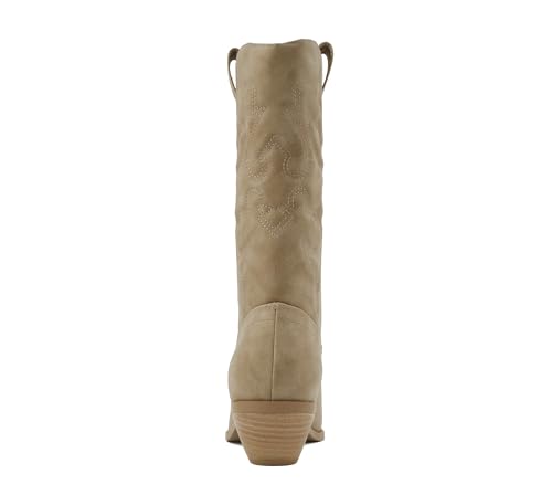 Image of Soda inchTELLER inch ~ Women's Western Cowboy Boots with Stitched Detailing, Pointed Toe, and Low Block Heel