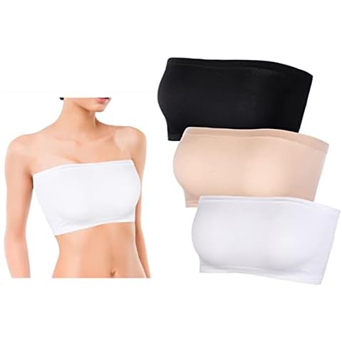 SamHeng Women Seamless Tube Top Bra Bandeau Non-Padded Strapless Bras Bralette 3 Pack Cover