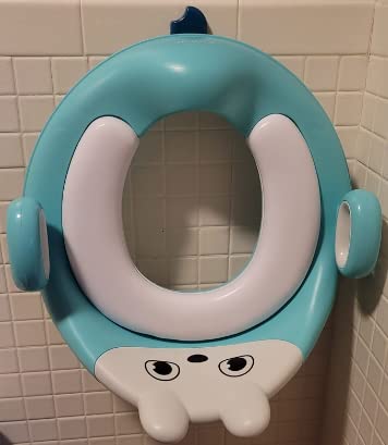 Toilet Seat for Toddler with Safety Handles - Rabbyt Design Anty- Slip Potty Training Seat for Boys and Girls Kids Potty Training Toilet with Splash Guard and Hanging Ring + Free Hook