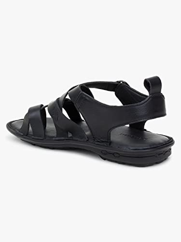 Image of MARDI GRAS Leather Sandals for Men | Casual Sandals with PU Sole & Foam Insole | Adjustable Straps, Breathable Leather Lining