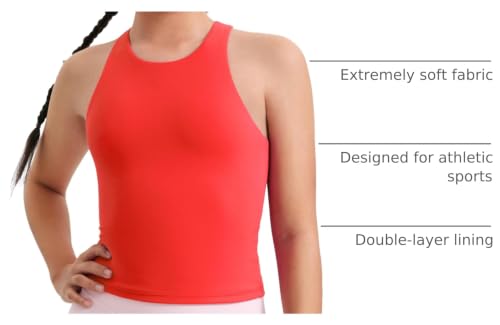 Image of CRZ YOGA Girls Butterluxe Double Lined Tank Top | Dance, Extremely Soft, Tight Fit, Waist Length, High Neck, Athletic, Sleeveless Shirts for Teen