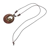 SOIMISS Boho 2 Stück Lange Vintage Halsketten mit Holz Rosenanhänger Ethno Pulloverkette für Damen Filigranes Hohles Rosendesign