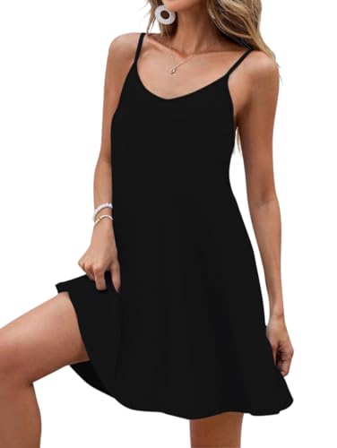 Sweet Hearts Spaghetti Strap Dresses for Women - Casual Sundress Beach Cover Up Tank Dress with Pockets Made in USA3