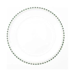 MYEventProducts 8 Pack | 13 inch Green Charger Plates | Fancy Charger Plates for Wedding Reception| Heavy Duty, Durable & Sturdy Glass Chargers for Dinner Plates | Party Supplies (Green)