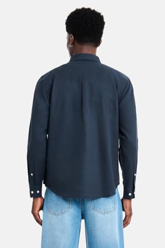 Image of SNITCH Men Casual Shirt | Regular Fit Full Sleeve Spread Collar Solid Pattern | Breathable Cotton Linen Blend & Lightweight Fabric for Summer, Vacation & Smart Casual Wear