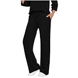 SYDUZAX Pantalon Femme Grande Taille Automne Hiver Pantalon Tricot Femme Taille Elastique Décontracté Pantalons Large Femmes Mode Ample Pant Doux et Confortables Pants Tunique Casual Loose