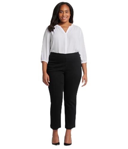 NYDJ Women's Plus Bailey Relaxed Straight Ankle Pull-on Jeans Overdye Black