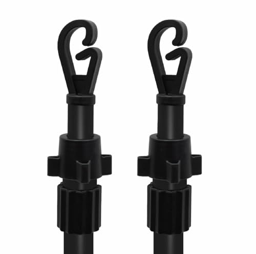 Fahd Traders 2.4M / 7.9Ft Heavy Duty Adjustable Washing Line Prop – 2 X Telescopic Aluminium Poles With Hook End | Black Laundry Support For Clothes Drying, Home & Garden