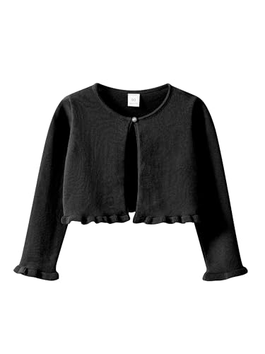 Toddler Girls Cropped Shrug Cardigan, 100% Cotton Knit, One-Button Cover Up for Dresses, School, Parties & Holidays, 3T-82