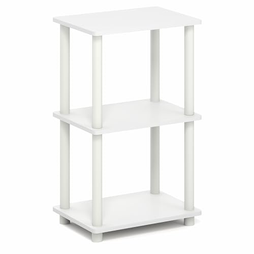 Furinno Turn-N-Tube Storage Shelves, 3-Tier Open Frame Book Shelf, Standing Corner Shelf, Toolless Assembly, Open Shelves, for Organization and Storage, Living Room, Garage, Home Office, White - image 6