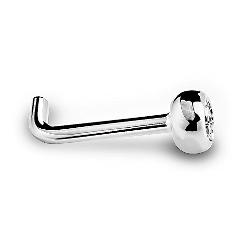 I1 1.5Mm 0.015Ct. T.w. Diamond Flush Bezel Set Diamond 14K White Gold L-Shape Nose Ring 18G #TOP2