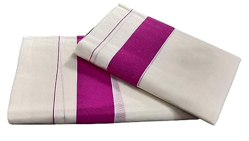Ensemble Kasavu en coton violet de qualité supérieure Aashita Creations 1053