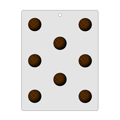 Bendable Plastic Chocolate Mold with 8 Half-Striped-Hemisphere Cavities 34 Millimeters Diameter