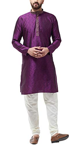 Sojanya (Since 1958 Men'S Silk Blend Teal Green Self Design Only Long Kurta