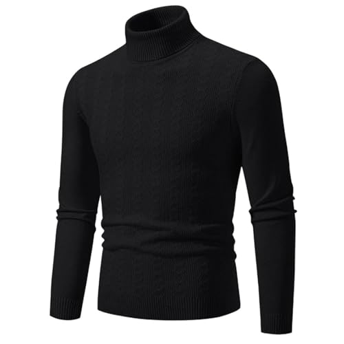 Men's Slim Fit Turtleneck Sweater Knitted Pullover Fashion Casual Warm Knit Mock Neck Twisted Pattern3