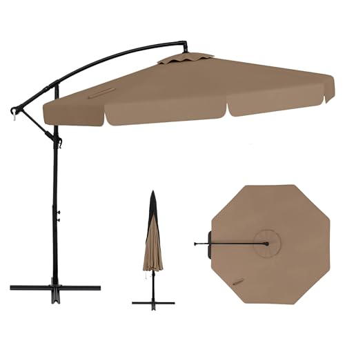 GOPLUS Parasol Déporté 3x3m avec Housse, Grand Parasol de Jardin Exterieur, avec Toile Inclinable 35°, Manivelle et 8 Baleines, pour Terrasse Balcon Patio...