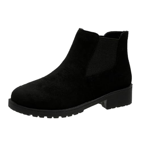 YAOJIWANG Botas Nieve Mujer Invierno Botas Cortas Mujer Piel sintética Calentar Piel Forro Botines Retro Boots Botas Tacón Plano Cómodas Outdoor Antideslizante Ankle Boots Que Caminan Negro Original