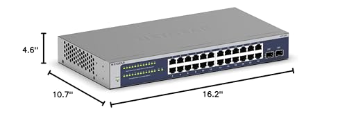 Image of NETGEAR 24-Port Gigabit Ethernet Smart Switch (GS724T) - Managed, Optional 1 Year Insight Cloud Management, with 2 x 1G SFP, Desktop or Rackmount