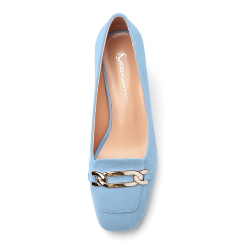 Womens Chunky Comfortable Closed Square Toe Low Block Heels Work Dress Wedding Slip On Pumps Shoes3