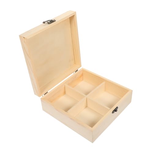 JECOMPRIS Wooden Tea Bag Holder Storage Box Compartment Organizer with Lid for Tea Bags Snacks and More Elegant Design for Home and Restaurant Use