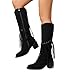 Fringe Cowgirl Boots for Women:Fashion Wide Calf Ankle High Fringe Cowboy Pull on Booties Hiking Outdoor Party Wedding Dressy Shoes(Black,Size9)