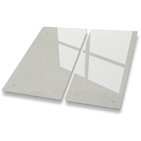 Canvas Fly Herdabdeckplatten Ceranfeld Induktionskochfeld 30x52 cm 2teilig | Glasschneidebrett Transparentes Milchglas | Schneidebrett Servierplatte Gehärtetes Glas Cover