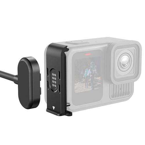 Magnetic Contacto (Magnettür- und Stromkabel-Set) für Go pro Hero 13/12/11/10/9 Schwarz, IPX5 wasserdichte Seitentürabdeckung mit 1,2 m Ladekabel, kompatibel mit Go Pro, Schnellladung, Gopro-Zubehör