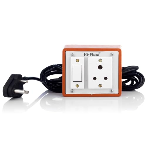 Image of HI-PLASST Multi Outlet Extension Board with Individual Switch for 4 Anchor Make sockets with 4 Yard Extension Cord | Electrical Switch Extension Board for Home Walls, 6amp, 230v (1-Socket)