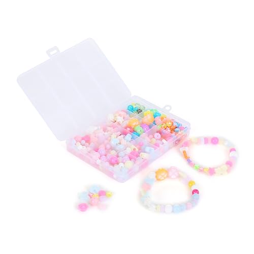 Image of Ambitieux DIY Bracelet Making Kit for Girls - 12 Types 340+ pcs Colorful Beads with 8 pcs Charms, Elastic Thread, Earrings, Clasps & Rings - Jewellery Craft Kit for Kids, Birthday Return Gift, Rakhi Special Set for 2 3 4 5 6 7 8 9 10 years (Pink shade kit)