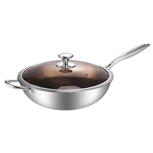 Wok de acero inoxidable 304 con fondo de nido de abeja antiadherente miniatura 1