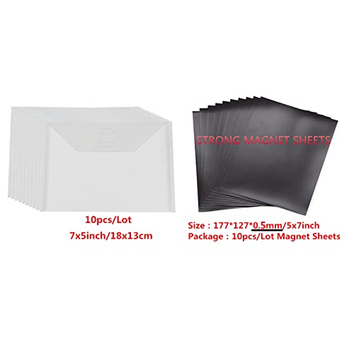 BAOFALI Kit Organizer Per Fustelle: 10 Sacchetti Trasparenti, 10 Fogli Magnetici (0,5mm) E 48 Etichette Per Scrapbooking