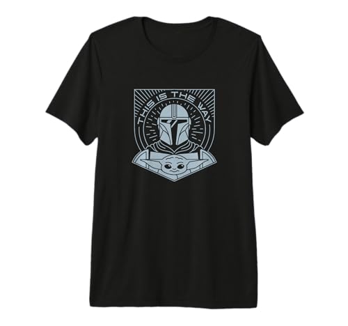 T-shirt Star Wars The Mandalorian Mandalorian avec logo Line Art en coton premium pour fan