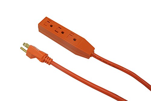 Coleman Cable 04003 16/3 SJTW Trinector Extension Cord, 3-Foot, Orange