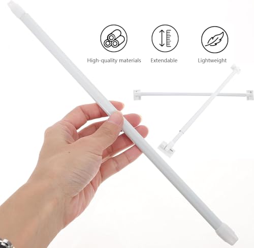 Voarge 2Pcs Net Curtain Rods Extendable Curtain Rod, Self Adhesive Shower Curtain Rods Without Drilling for Home Bathroom Hotel, Includes Plastic Sticky, 40-70CM/16-28Inch - Image 2