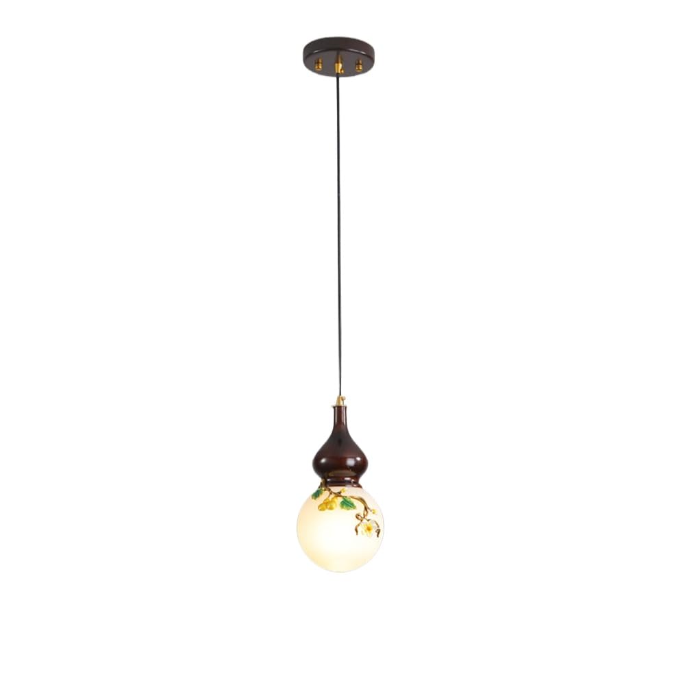 Suspension en bois massif E27 et verre au style scandinave pour chambre