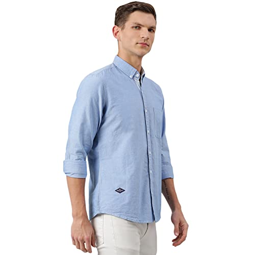 Image of Thomas Scott Men's Premium Slim Fit 100% Cotton Casual Shirt | Button-Down Collar | Full Sleeves | Solid Shirt for Men