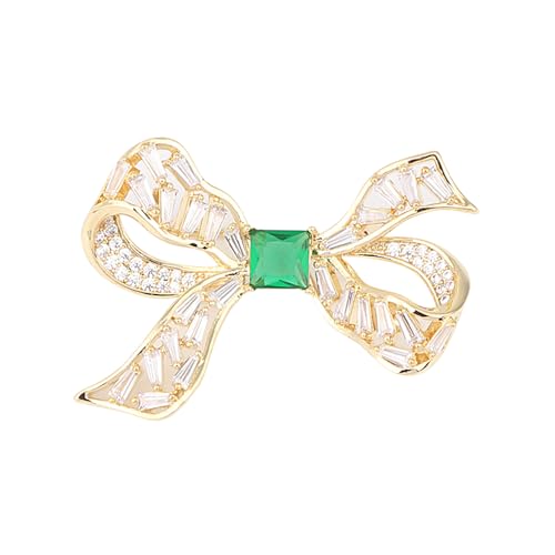 Image of Gold Brooches for Women Ladies Yellow Broach Flower Bow Rhinestone Lapel Pins Blazer Dress Denim Jacket Accessories