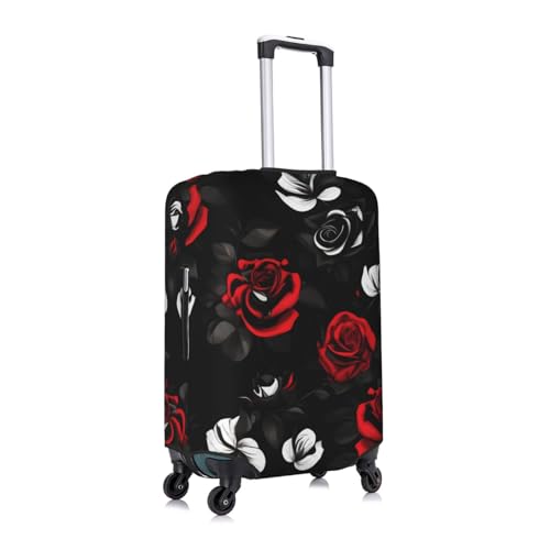 Housse de valise fleurs roses Taille L blanche lavable en polyester robuste - 2