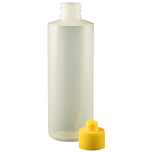 Jensen Global JG4.0BC-Y Yellow 4 oz Cylinder Bottle & Cap Kit Bag of 10