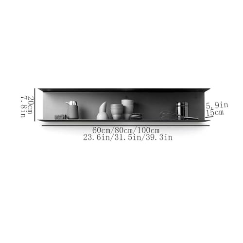 Bibliothèque de rangement murale noire en fer de 100cm de long en U - 3