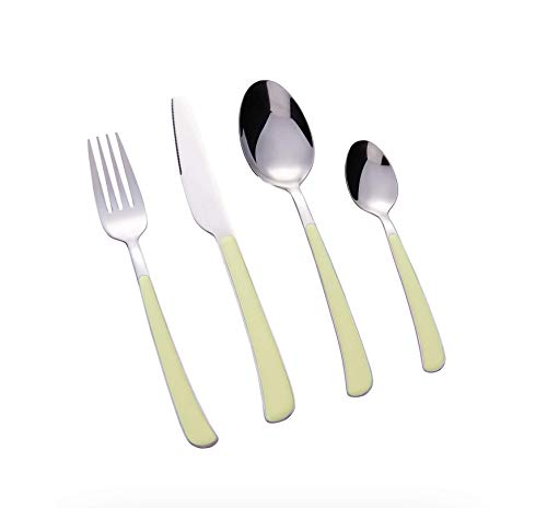 Bon Wiry Juego de cubertería de 16 Piezas de Acero Inoxidable, Color Crema