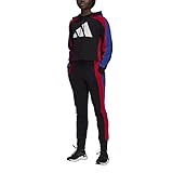 adidas W TS Big Logo Tracksuit, Women's, Black/Vivid Red/Bold Blue, Large