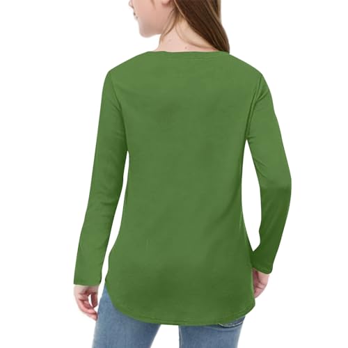 Kids Girls Long Sleeve Underwear Shirts Plain Crewneck Irregular Hem Loose Pullover Shirts Fall Winter Basic Tee Tops2