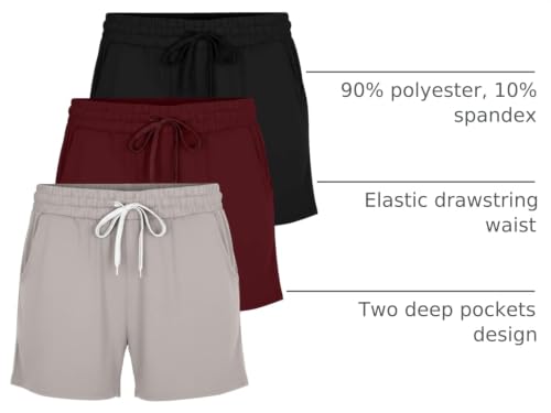 Image of Real Essentials 3 Pack: Womens Ultra-Soft Athletic Lounge Casual Sweat Shorts with Pockets (Available in Plus Size)