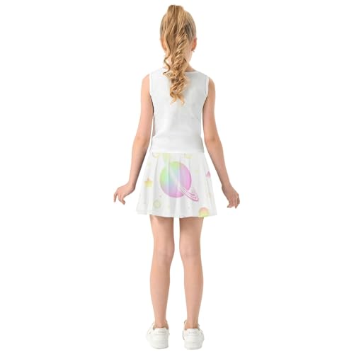 Athletic Shorts for Girls Skorts Pastel Planets Tennis Skirts for Kids Personalized School Skirt 3t4