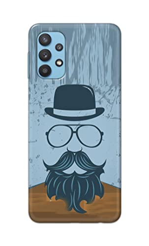 Image of PRINTFIDAA Mustache Beard and Hairstyle Hipster in Glasses Printed Designer Hard Case for Samsung Galaxy A32 Back Cover -(e) RPM1002