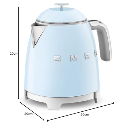 Image of Smeg 0.8L Electric Kettle 1400W, Original Italian Brand, Patented Smeg Pastel Blue Color, Highest Food Grade Stainless Steel Full Body, Soft Lid Opening System, Luxury 50's Style KLF05BLEU